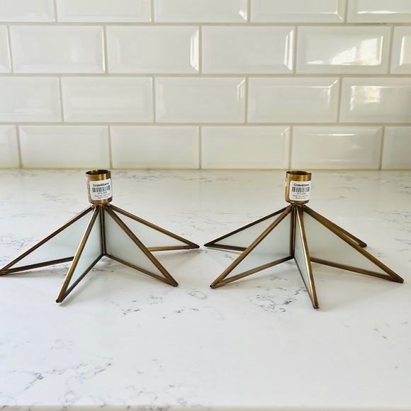 Crate&barrel Brass Star Taper Candle Holder - Picture 3 of 11